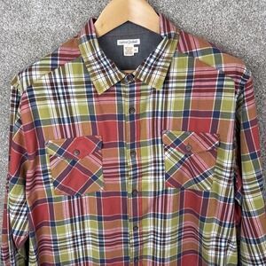 Carbon 2 Cobalt Long Sleeve Button‎ Shirt Men's XL Double Pocket Plaid Flannel